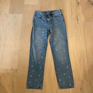 H&M Blue Straight Leg Jeans with Star Studs